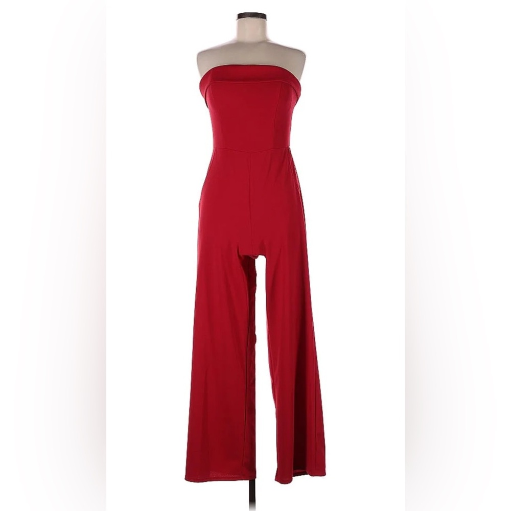 Crystal sky red straplesss jumpsuit